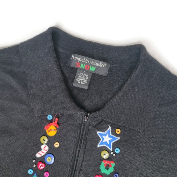 Hampshire studio SNOW winter zip up Christmas themed vest size large. - Picture 3 of 6